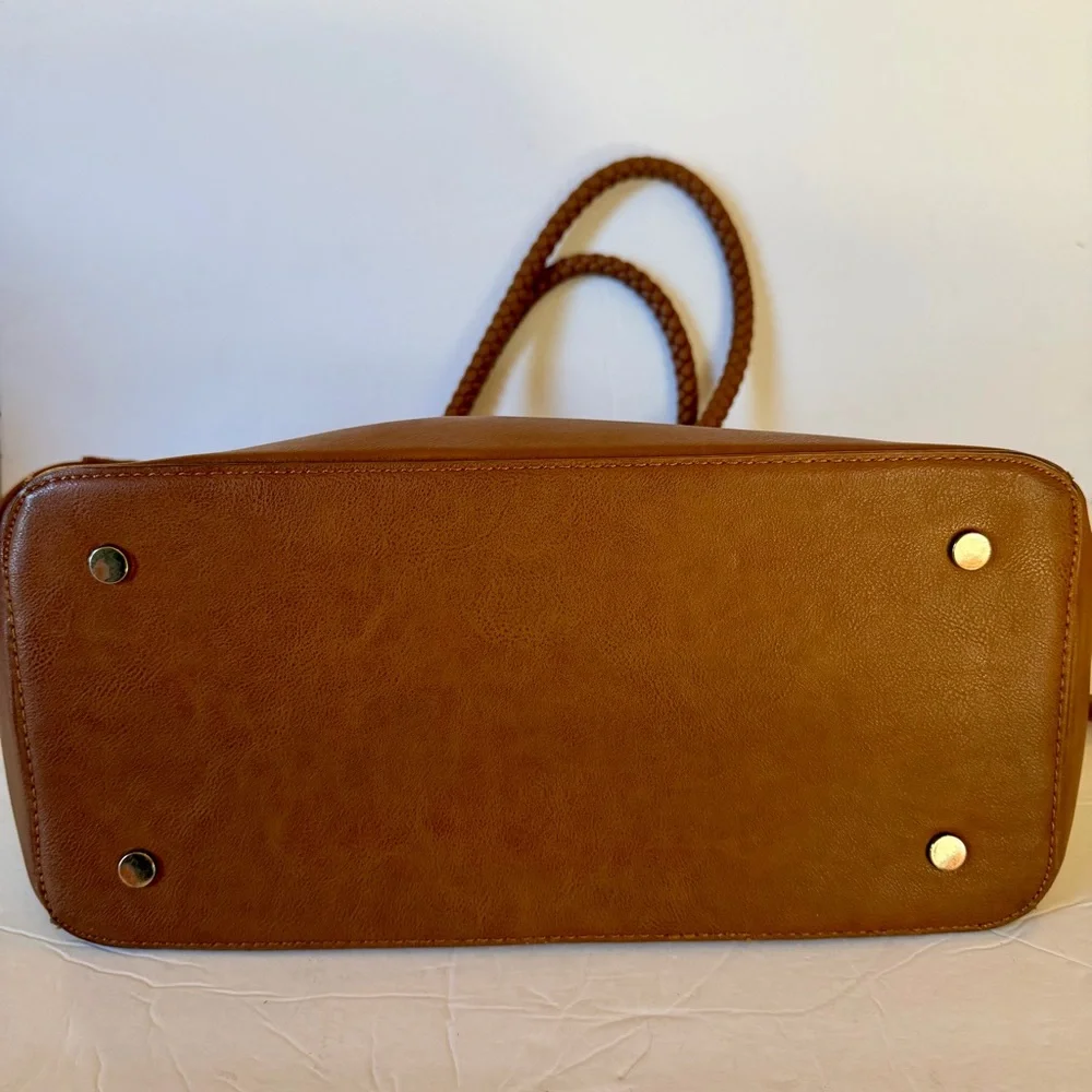 Sole Society Crossbody Satchel Bag Purse Brown Animal print Lining - Picture 11 of 11